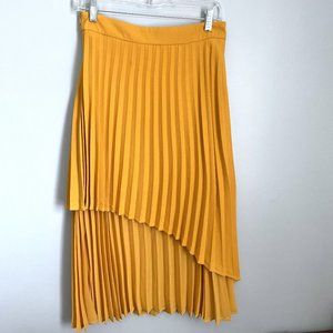 Ellison Mustard Yellow Pleated Midi Skirt